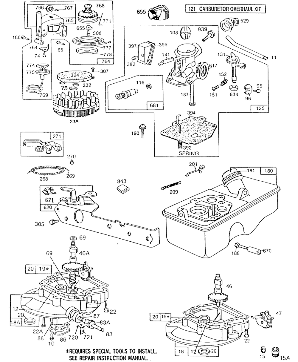 Carb,fueltank,sumps,vertpull Diagram and Parts List for 92502-3152-01  Briggs and Stratton Engine
